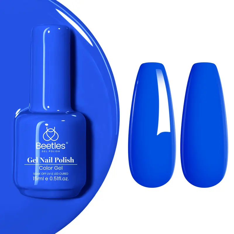 Beetles Gel Vernis Bleu Électrique – 15 ml, UV/LED, DIY Manucure