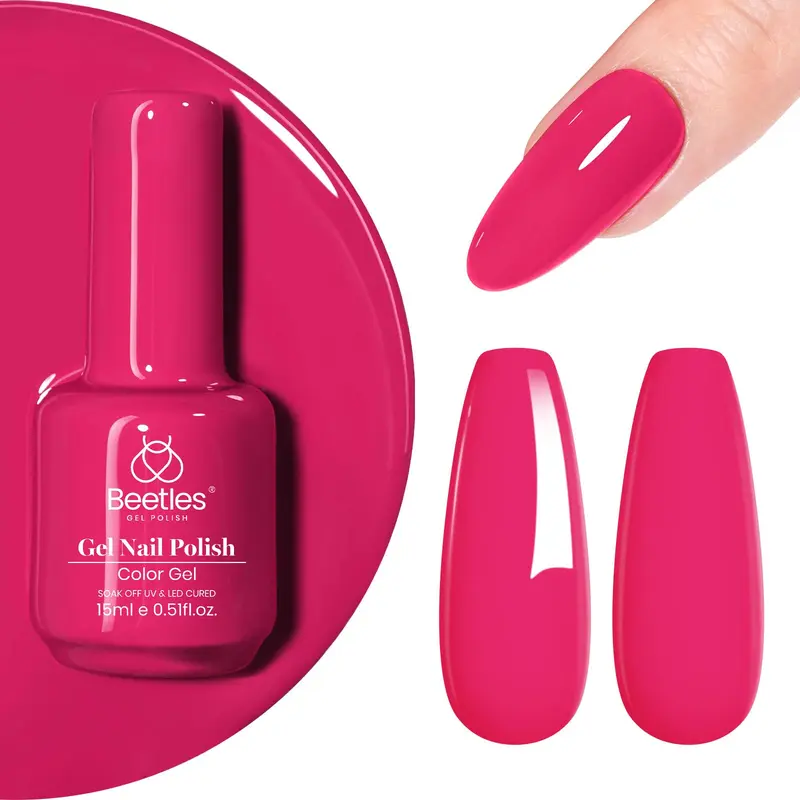 Beetles Gel Vernis Rose Fluo – Tulipes Sauvages, 15 ml (UV/LED)