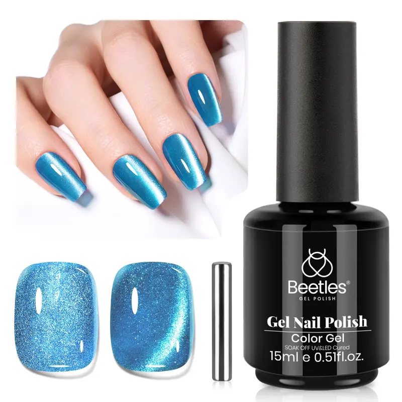 Beetles Œil de Chat Bleu Gel – 15ML, Aimant Magnétique, Collection Océan Stellaire