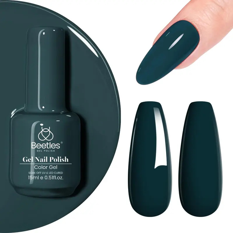 Beetles Vernis Gel – Bleu Égéen Foncé (Sarcelle), 15 ml – Manucure Pro et DIY