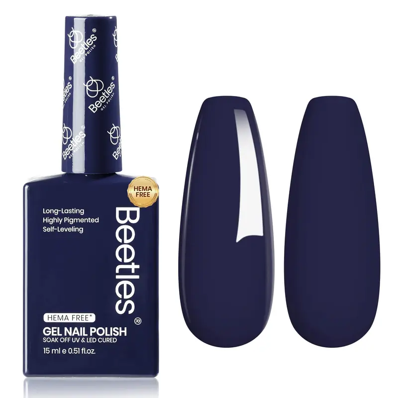 Beetles Vernis Gel Bleu Marine Eclipse – Gel UV Sans HEMA, Longue Tenue, Dépose Facile 15 ml