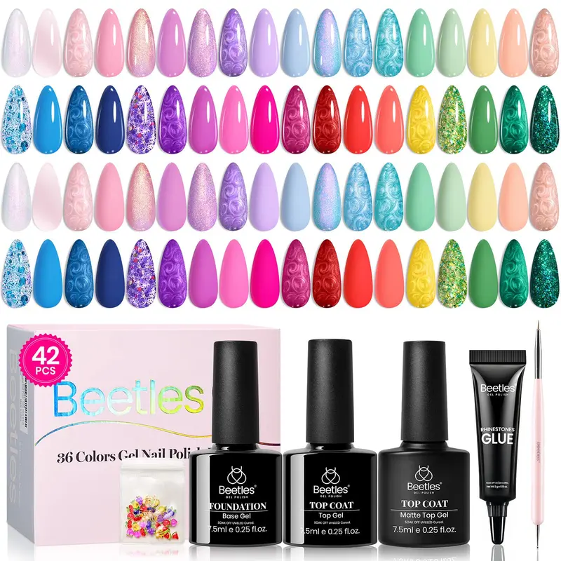 Beetles Vernis Gel – Ensemble 36 Couleurs UV Gel pour Ongles | Collection Féerique Forêt