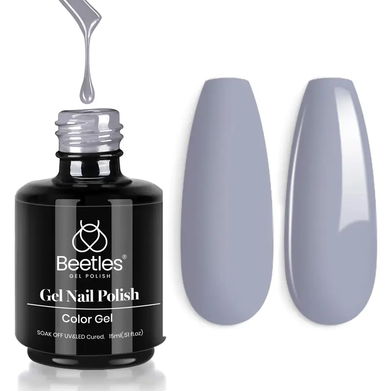 Beetles Vernis Gel Gris – Gris Bleu Printanier, 15 ml pour Manucure UV/LED à Domicile