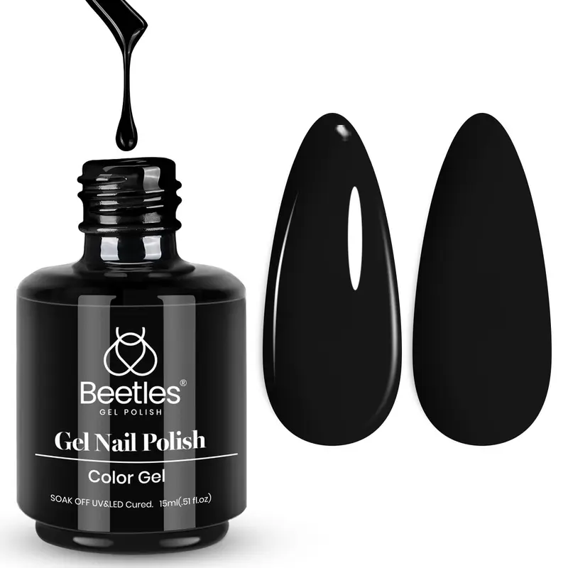 Beetles Vernis Gel Noir Audrey, 15 ml – Manucure Gel DIY à la maison