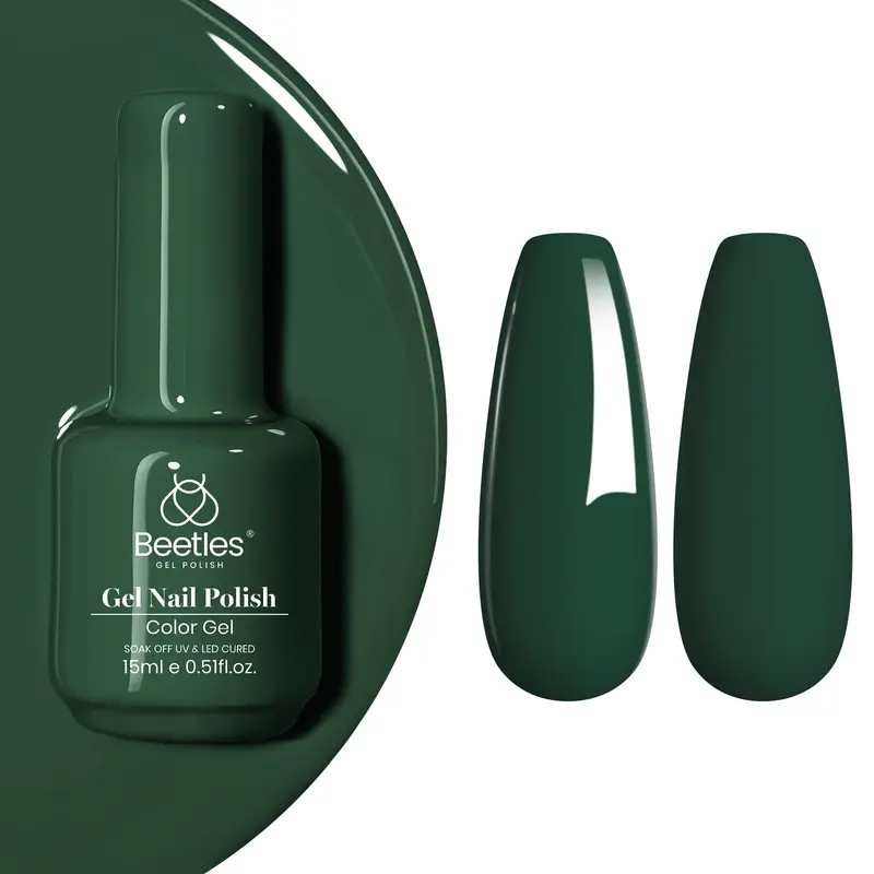 Beetles Vernis Gel Vert Foncé – 15ml, Séchage UV/LED, Nail Art et Manucure à Domicile