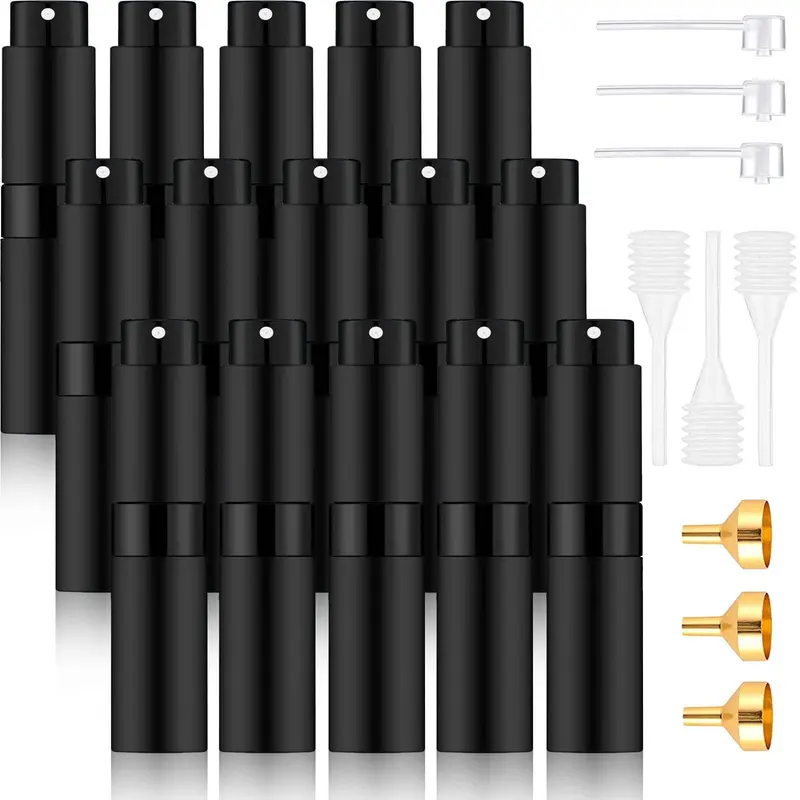 Beieverluck – Coffret 15 mini atomiseurs parfum 8 ml, portables et réutilisables (Noir)