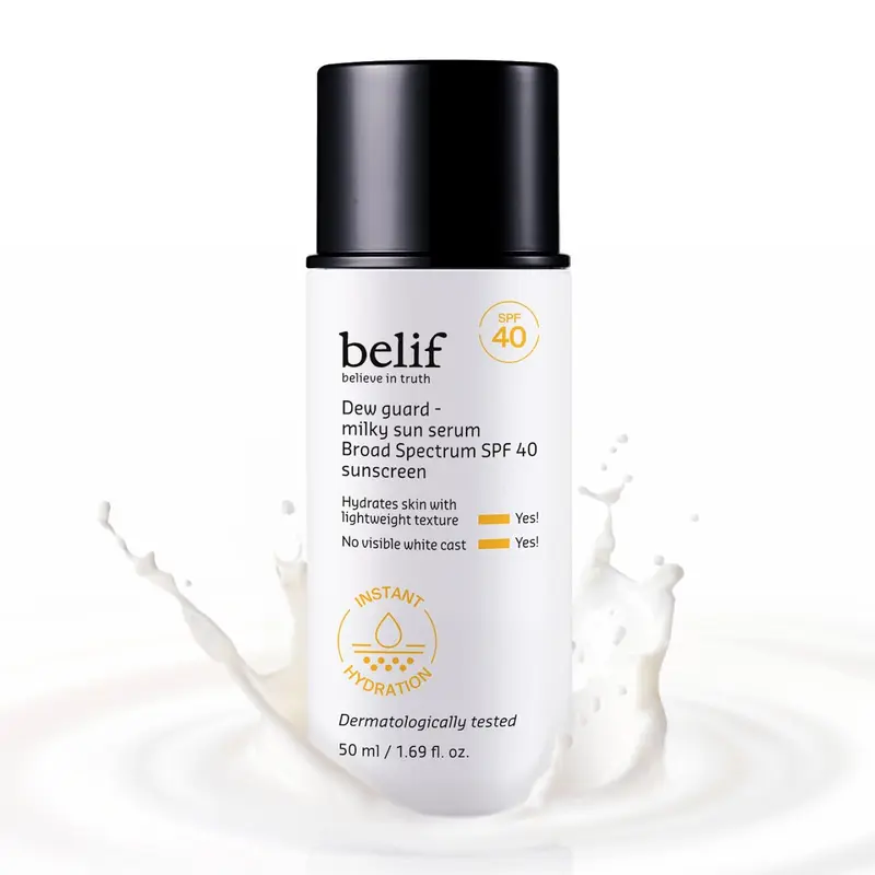 belif Écran solaire lacté Niacinamide SPF 40 – Texture légère, fini invisible et hydratant