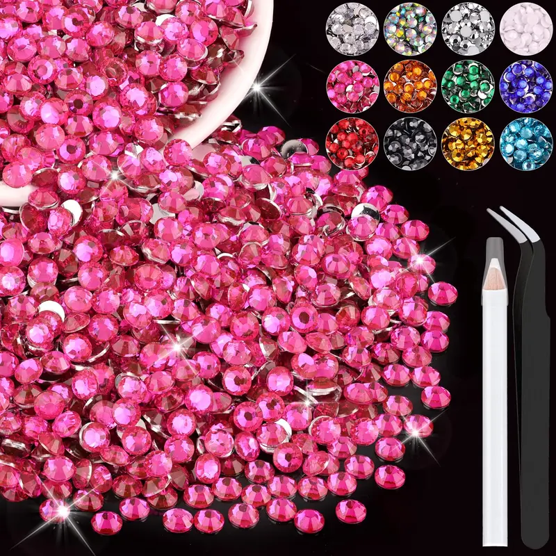 BELLEBOOST – 4000 pièces Paillettes Résine 4mm Rose Fluo – Strass à dos plat pour décorations des ongles et artisanat