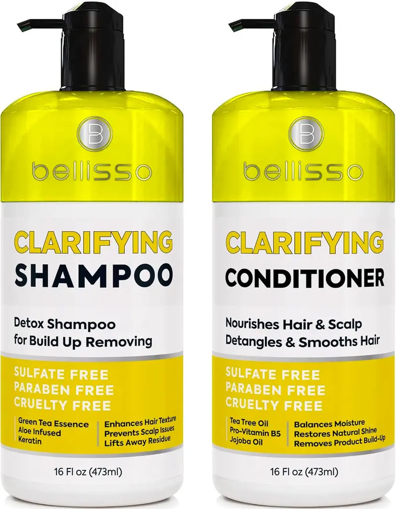 Bellisso Duo Shampoing Clarifiant et Après-Shampoing – Sans Sulfates | Nettoyage en profondeur et Hydratation pour Tous Types de Cheveux
