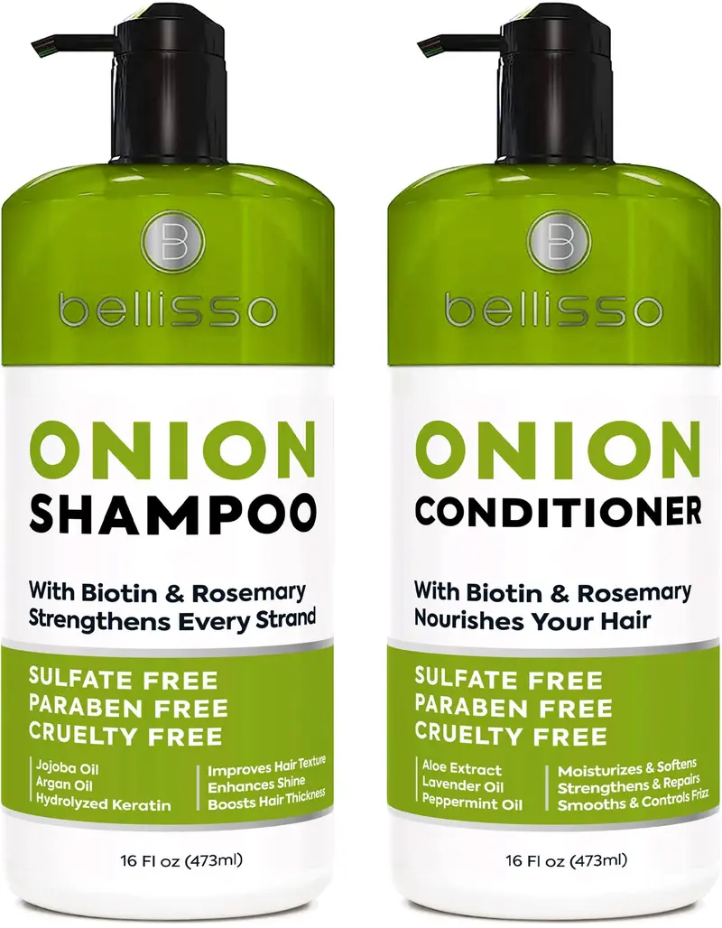 Bellisso Ensemble Shampoing et Après-Shampoing à l’Oignon – Romarin & Biotine | Volume et Hydratation