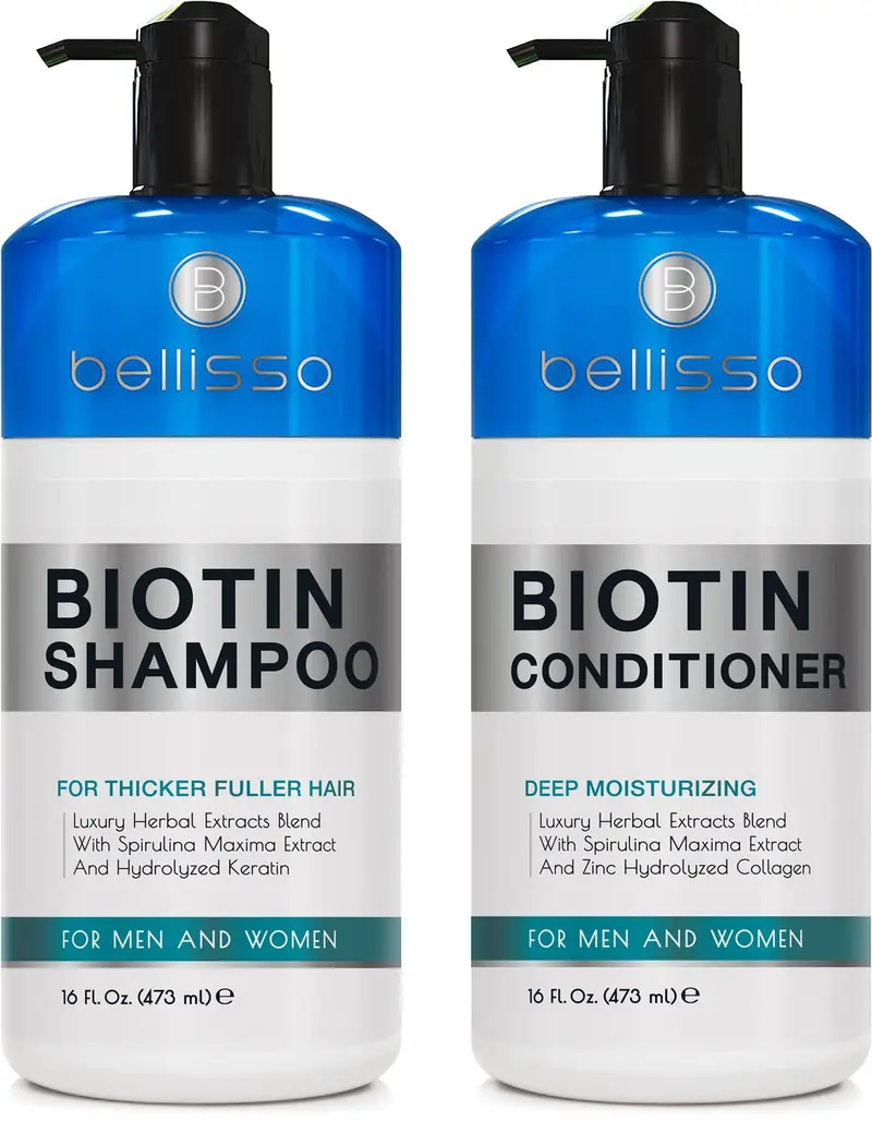 Bellisso Shampoing Biotine et Après-Shampoing – Sans Sulfates ni Parabènes, Volume et Épaississement