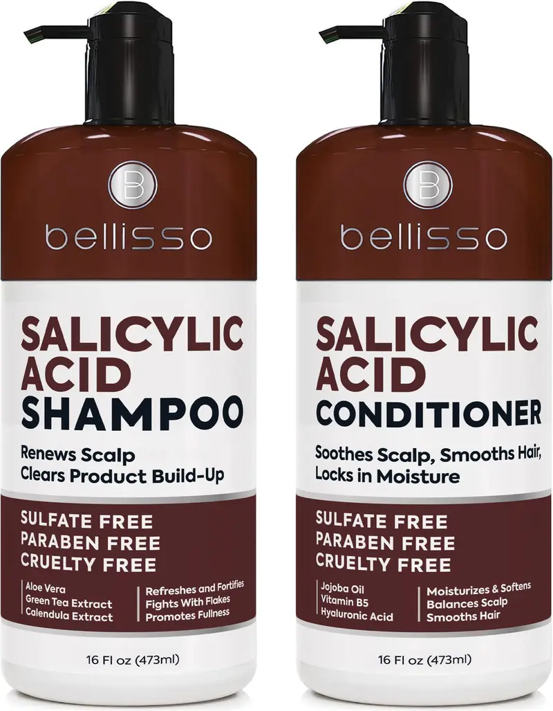 Bellisso Shampoing et Après-Shampoing Salicylique – Exfolie Cuir Chevelu et Pellicules Sans Sulfates