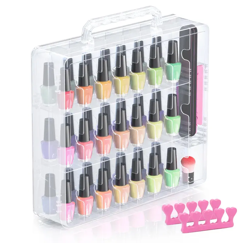 Beloving Organisateur Vernis à Ongles – 48 Bouteilles Transparent et Séparateurs Ajustables