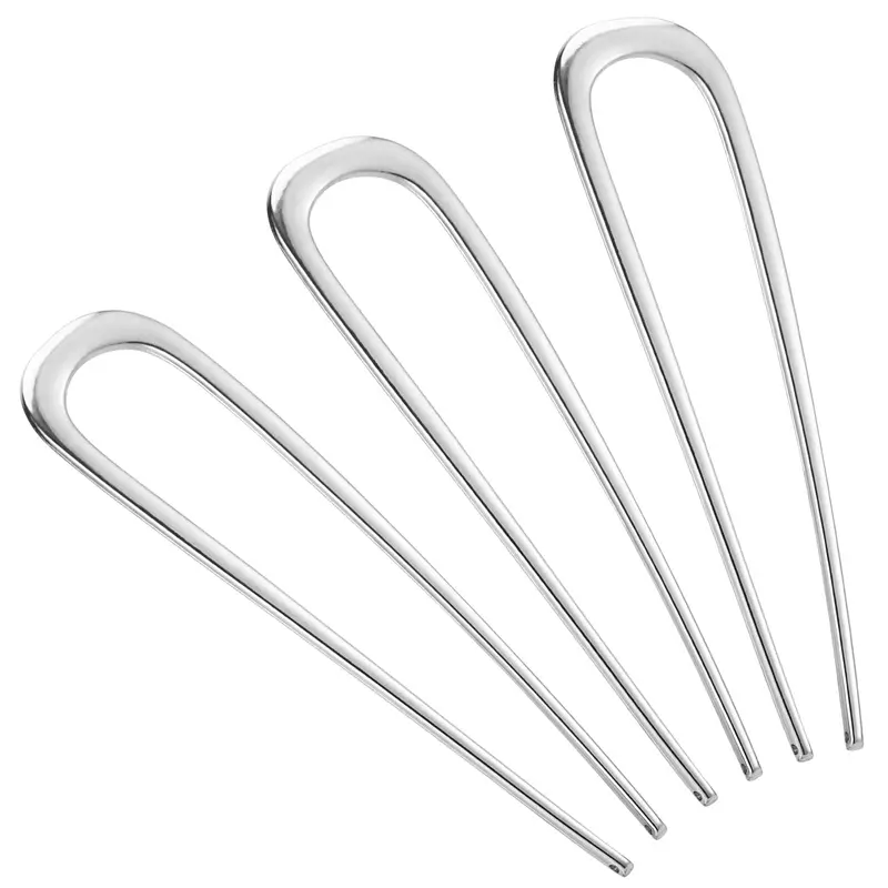 BEoffer Pin Français – 3 Épingles Métalliques pour Cheveux, Attache Élégante U en Forme, Sans Dommages (Argenté, 5 pouces)