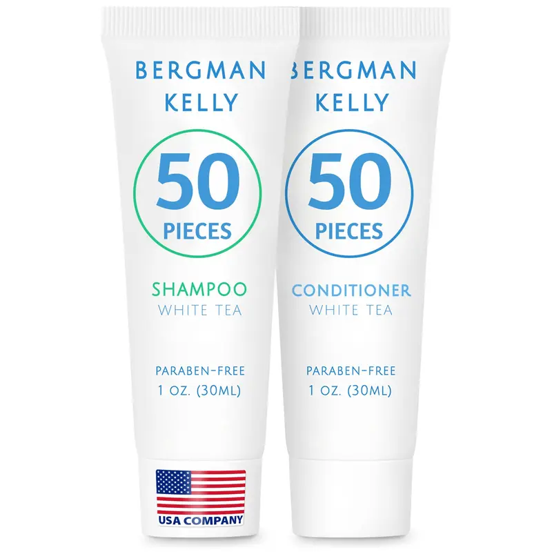 BERGMAN KELLY - Ensemble Shampoing et Après-Shampoing Voyage 1oz, 100 Pièces, Thé Blanc