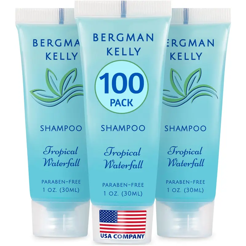 BERGMAN KELLY Shampoing de voyage 1 oz – Pack de 100 – Tropical Waterfall – Revitalisant pour l'hôtellerie