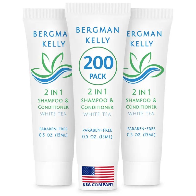 BERGMAN KELLY – Shampoing et après-shampoing 2 en 1 pour hôtel, 0,5 fl oz, 200 pièces, Senteur gingembre et lime