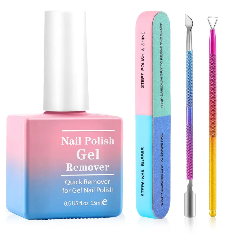 BESNEL Dissolvant Gel – Kit Professionnel 4-en-1 pour Retrait Rapide du Vernis Gel