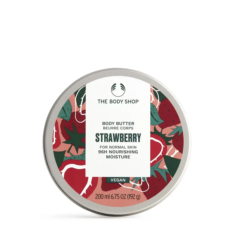 Beurre corporel fraise The Body Shop, 6,75 oz – Hydratation durable et éclat naturel