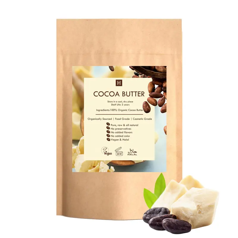 Beurre de cacao pur SaaQin – cru et végan, 1 livre – pour lotions, crèmes et baumes