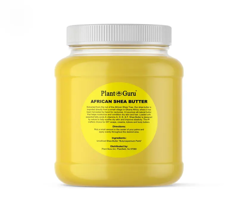 Beurre de Karité Africain cru Plant Guru – 1,36 kg, pur et non raffiné, Jaune Grade A | Hydratant peau/cheveux, usage savon et baume