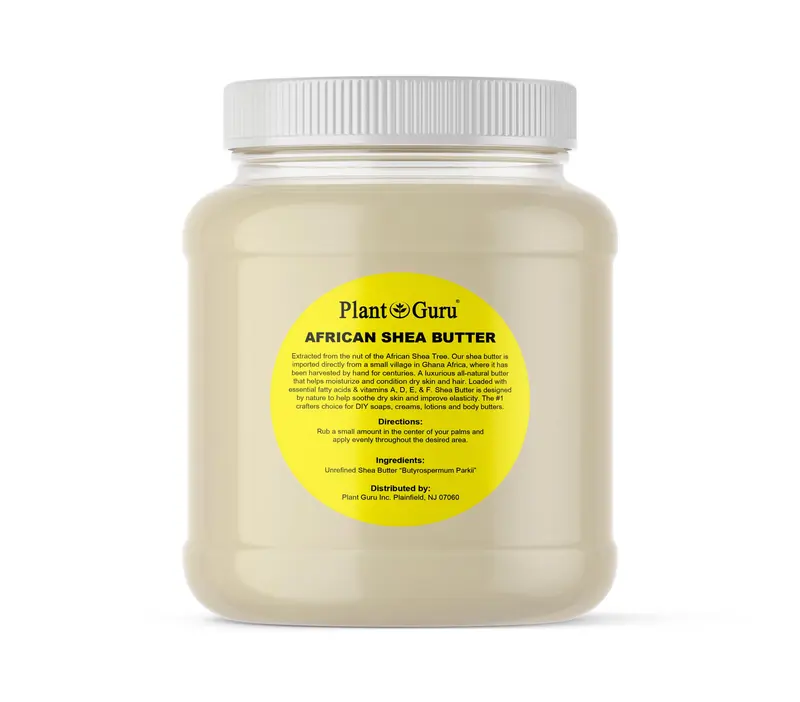 Beurre de Karité Africain Plant Guru – Pur et Non Raffiné, Qualité Ivoire, 3 livres en vrac | Soin hydratant peau & cheveux DIY