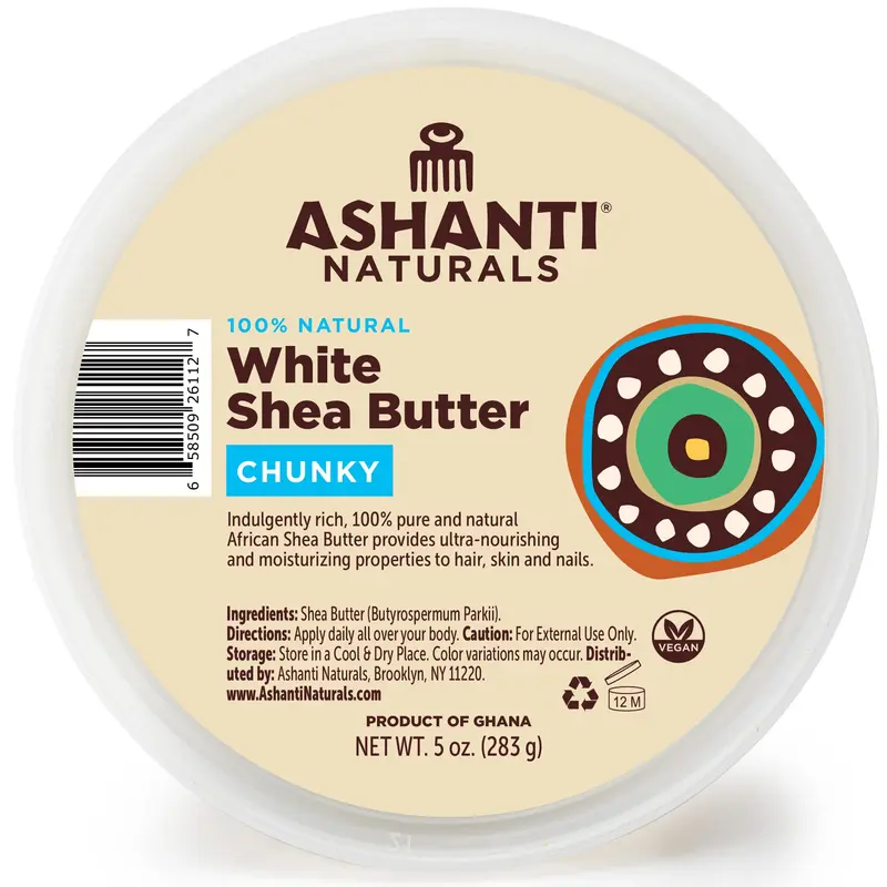 Beurre de Karité Blanc Cru Ashanti Naturals – 142 g | Karité africain pur du Ghana, 100% naturel
