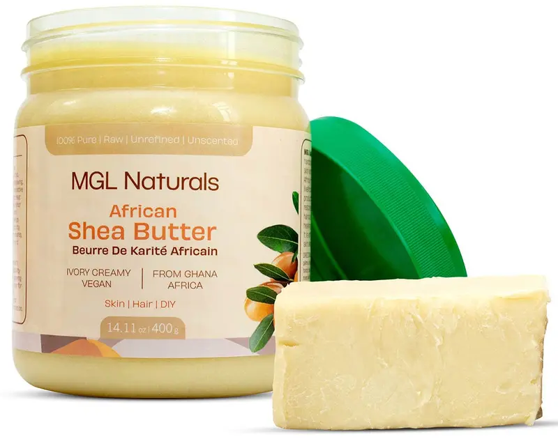 Beurre de Karité Brut ivoire MGL Naturals – 16oz, Pur et Non Raffiné, Hydratation pour peau et cheveux