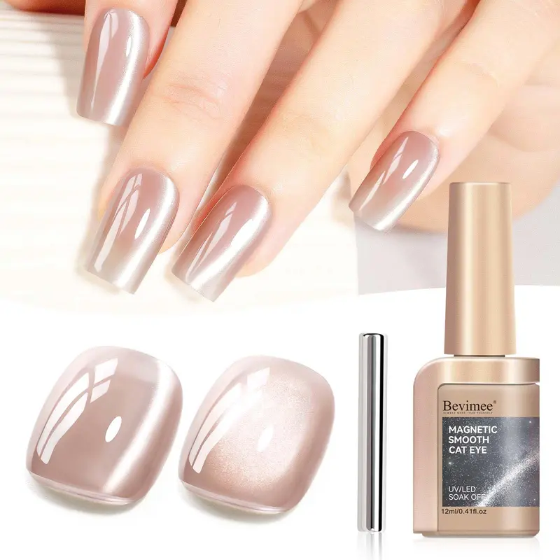Bevimee Nude Cat Eye Gel Vernis Moonlight – Effet Cat Eye Magnétique, UV, 12 ml