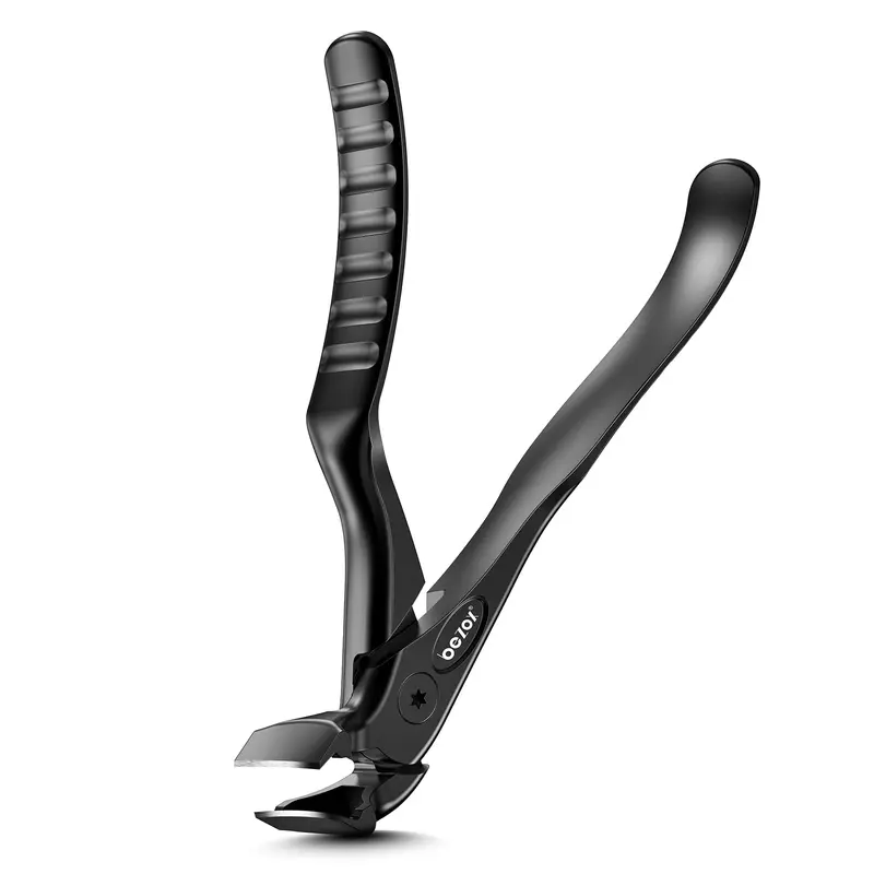 BEZOX Coupe-ongles d'orteils pour seniors – Manche long incurvé et tête incurvée pour ongles épais – Noir