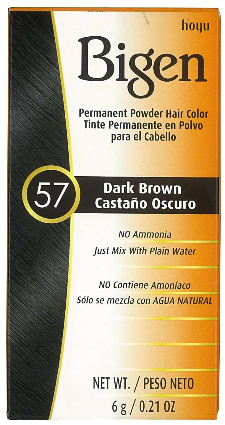 Bigen Poudre Coloration Cheveux #57 Dark Brown – Lot de 6, 0,21 oz (6 ml) chacun