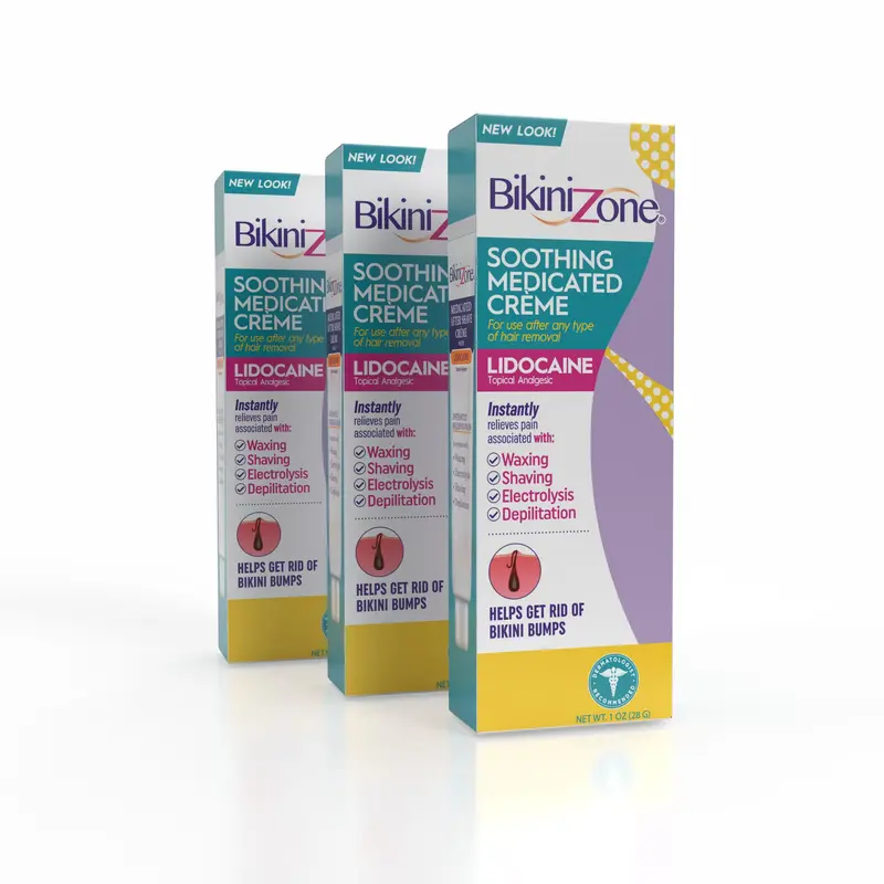Bikini Zone Crème après-rasage médicamenteuse avec lidocaïne – 1 oz, pack de 3