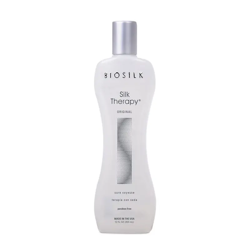 BioSilk Silk Therapy Original Cure – Traitement réconstructeur pour brillance et prévention des pointes, sans sulfate, sans parabènes, non testé sur les animaux, 355 ml