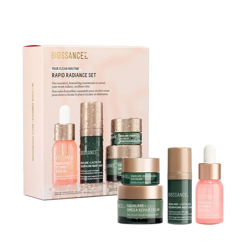 BIOSSANCE Ensemble Éclat Rapide – Soin Visage Hydratant et Raffermissant