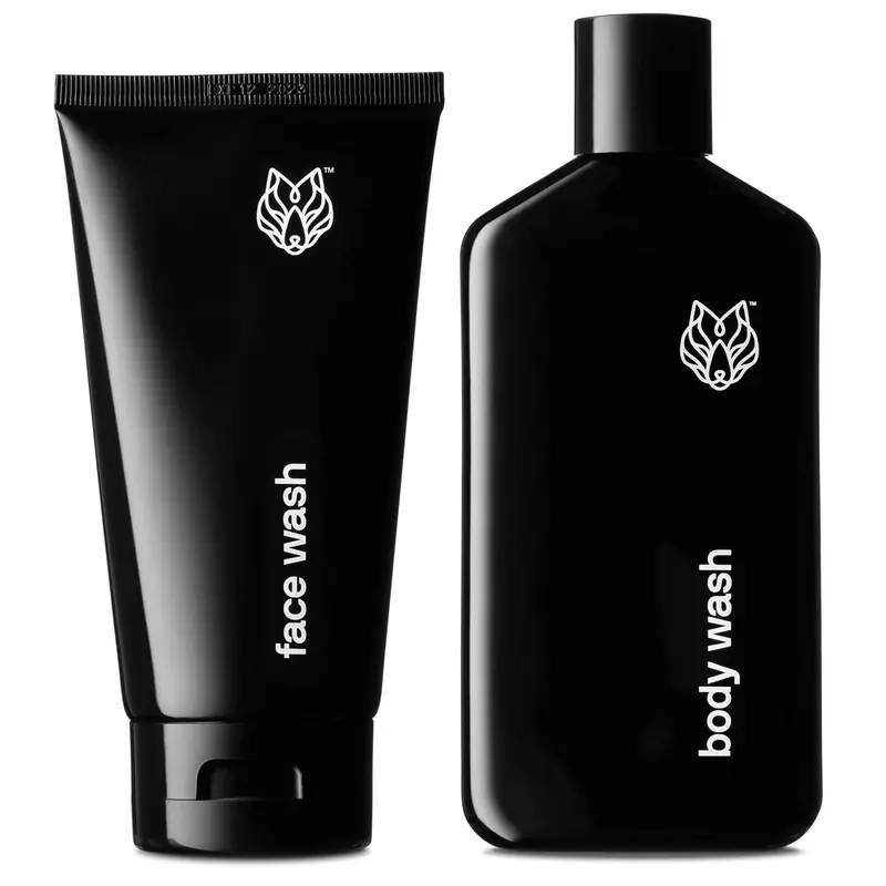 Black Wolf Bundle Lavage Charbon Visage & Corps – Peau grasse et imperfections