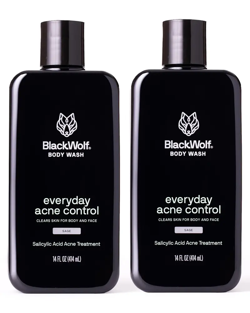 Black Wolf – Lavage Corporel pour Homme | Acide Salicylique & Charbon, 2 x 10 oz