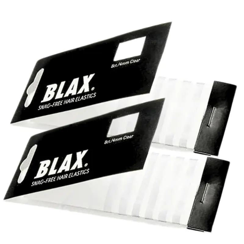 Blax Élastiques capillaires transparents 4 mm – Sans accrochage, lot de 2 (16 pièces)