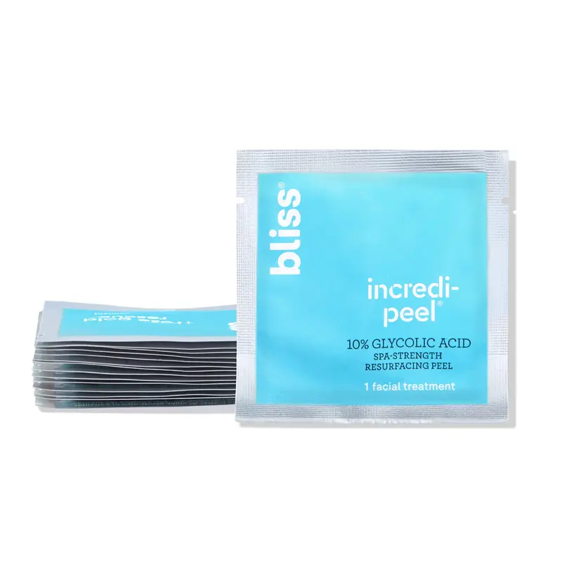 Bliss Incredi-Peel Tampons Glycoliques – Résurfaçage Faciale en Une Étape, 15 ct – Exfoliation et Éclat, Format Voyage, Vegan & Cruelty-Free