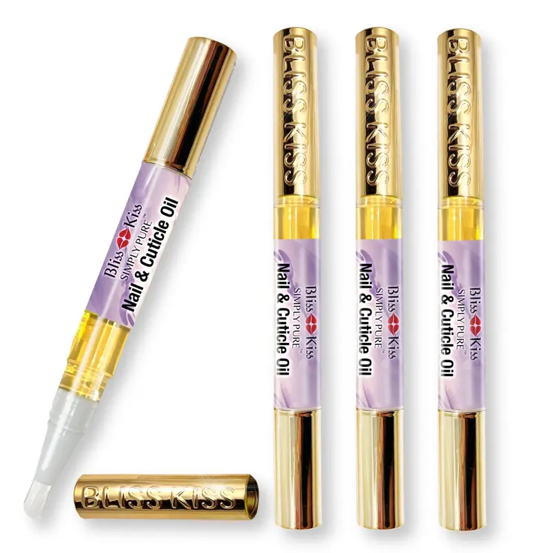 Bliss Kiss | 4 Lavande Vanille | Stylo Huile Cuticule avec Vitamine E et Jojoba – Renforce les Ongles et Soin de Croissance Naturelle