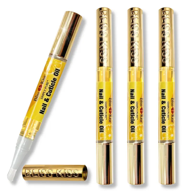 Bliss Kiss | 4 Stylos Huile Cuticules Crisp – Vitamine E & Jojoba | Renforcement des Ongles