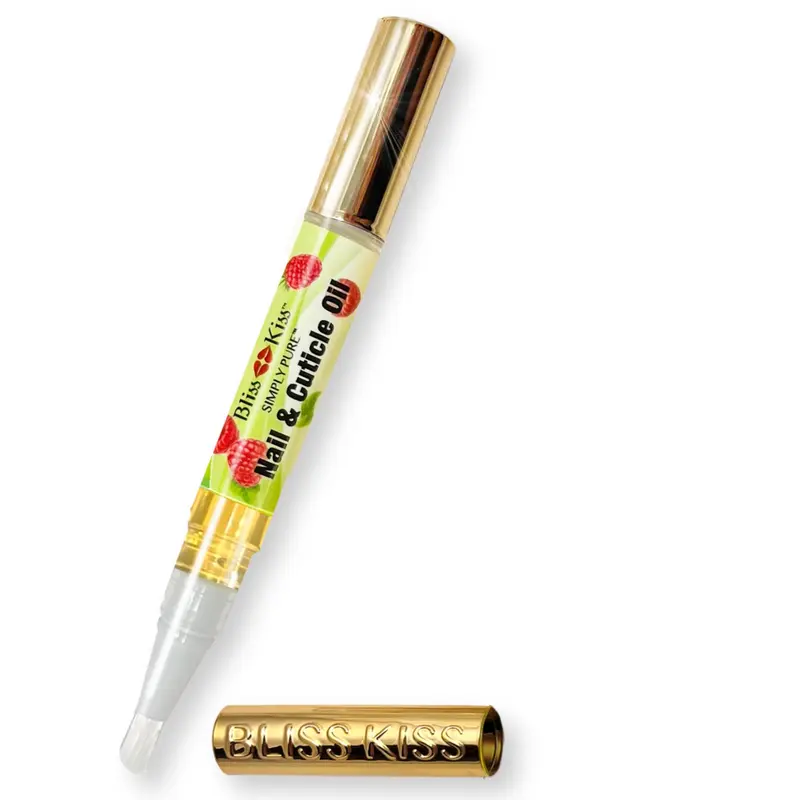 Bliss Kiss | Stylo Huile Cuticule Framboise – Vitamine E et Jojoba, Renforcement Ongles