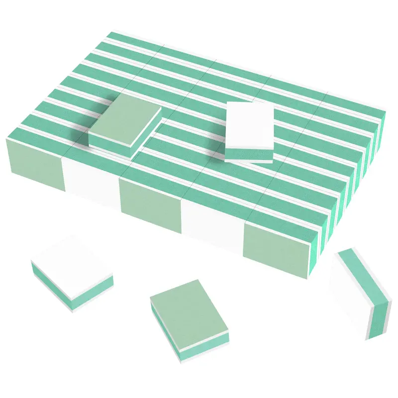 Bloc Buffer Ongle CGBE et Kit Brillance – 50 Tampons Mini, Grain 1000/4000, Vert