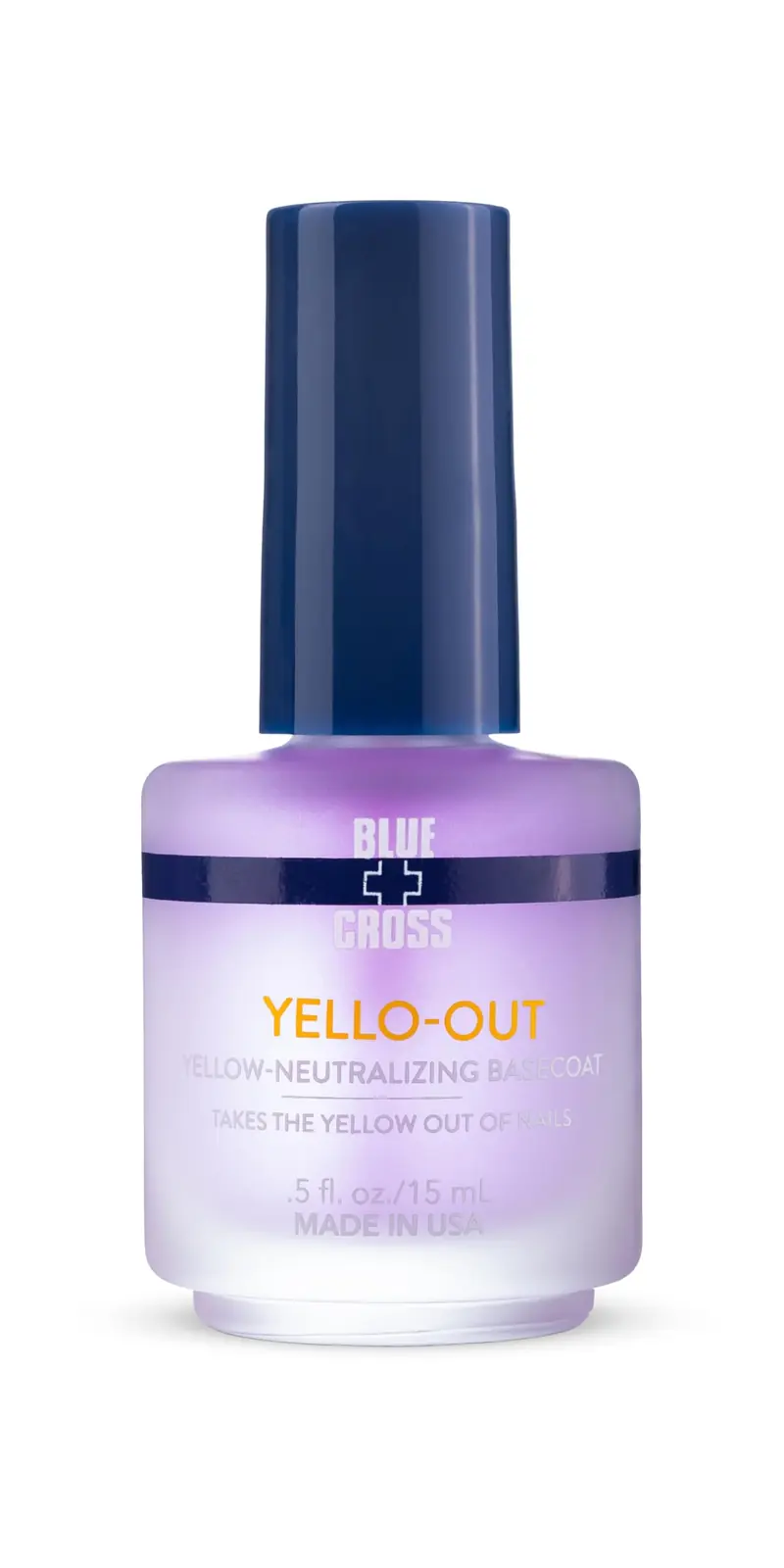 Blue Cross Yello Out – Base violette neutralisante pour ongles jaunes, Soin couleur professionnel 15 ml, Fabriqué aux États‑Unis