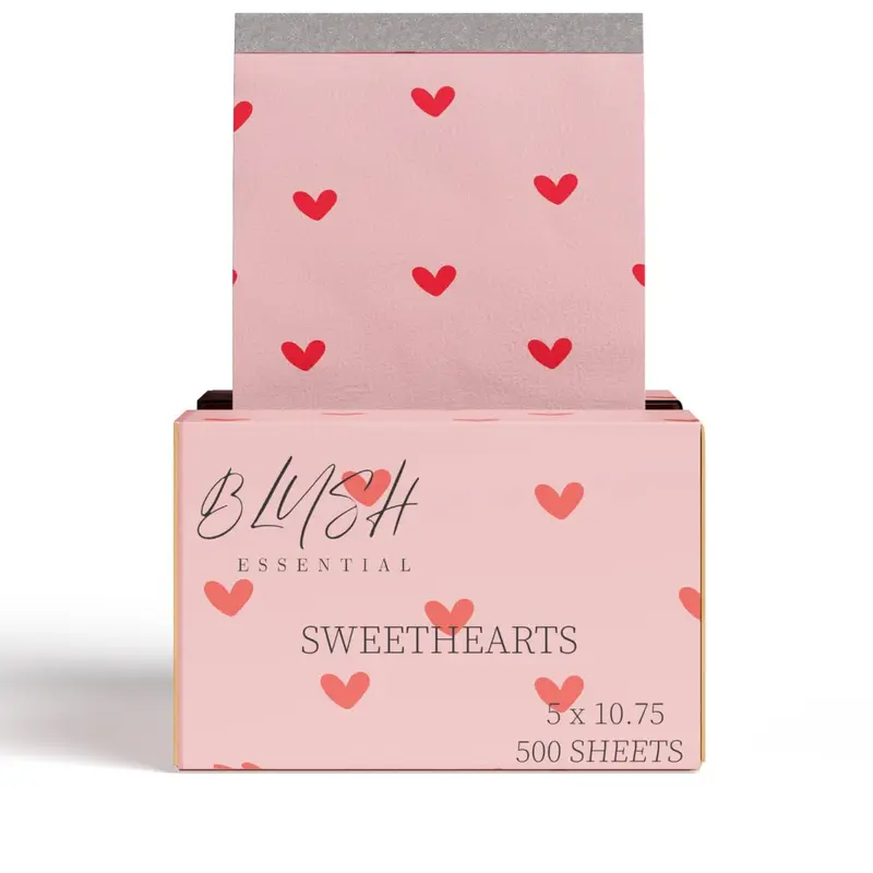 Blush Essentials – Feuilles pop-up Sweethearts Design pour coloration et mèches – 500 feuilles, 5x10,75 po