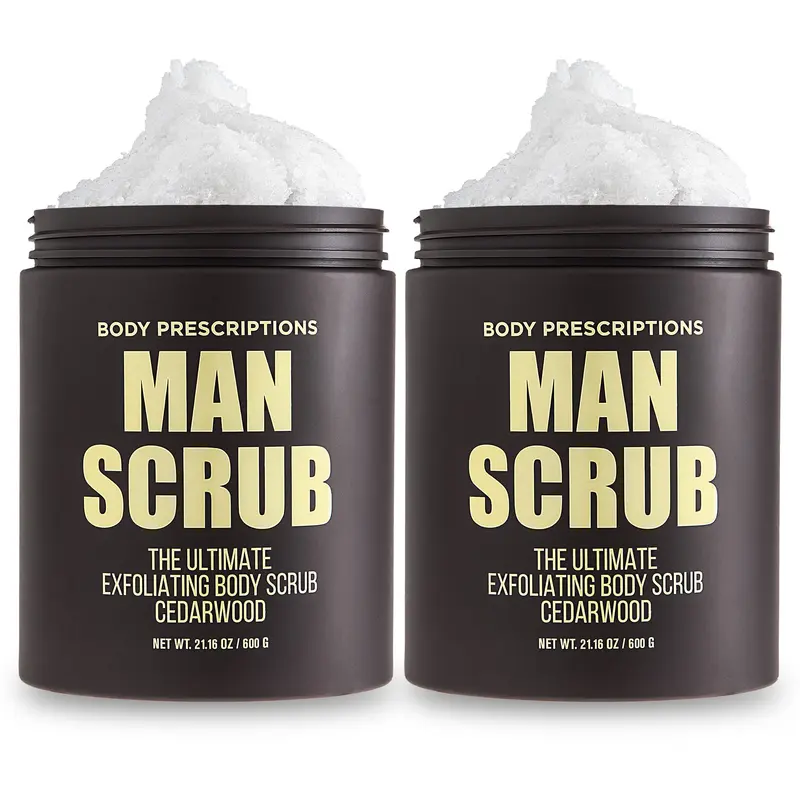 Body Prescriptions Gommage Exfoliant pour Hommes – Lot de 2 pots de 21,06 oz au parfum Cèdre | Pot avec couvercle à vis