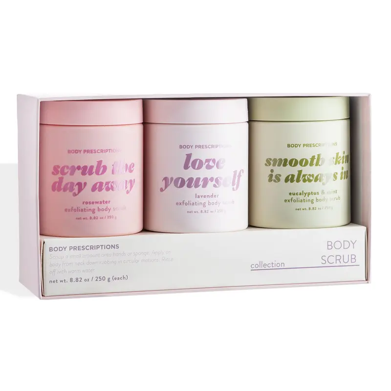 Body Prescriptions Gommage Exfoliant pour le Corps – Peau nourrie et ultra-lisse (Lavande, Eau de Rose, Eucalyptus & Menthe)