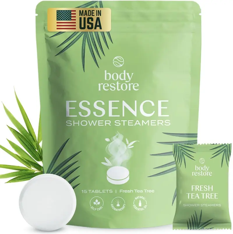 Body Restore – Bombes de Douche Aromathérapeutiques à l'huile d'arbre à thé (15 pièces) | Cadeaux Saint-Valentin et Anniversaire