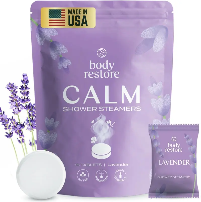 Body Restore – Bombes de Douche Lavande (15 pièces) – Spa à Domicile, Détente et Bien-être – Cadeau Saint-Valentin