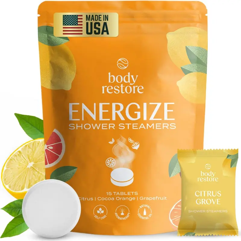 Body Restore – Bombes douche aromathérapie agrumes, lot de 15 | Cadeau détente et bien-être