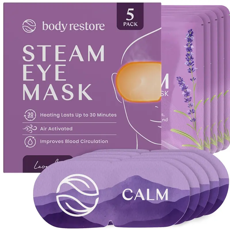 Body Restore Masque Oculaire Chauffant Lavande – Pack 5, Détente et Bien-être